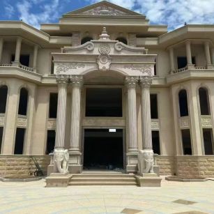 沧州 黄金麻别墅外墙干挂，大柱，大象，蘑菇石，雕花板