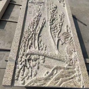 沧州 黄金麻雕刻板浮雕迎客松