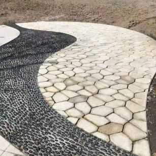 沧州 黄金麻冰裂纹地铺石工地铺装案例