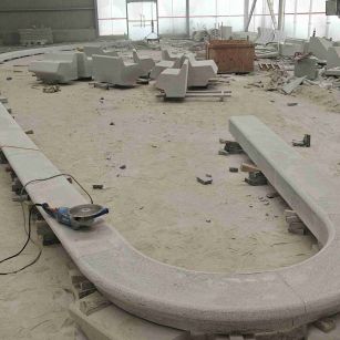 沧州 芝麻白花岗岩弧形花坛石，坐凳石