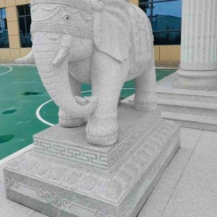 沧州 白麻花岗岩动物异形石雕-大象