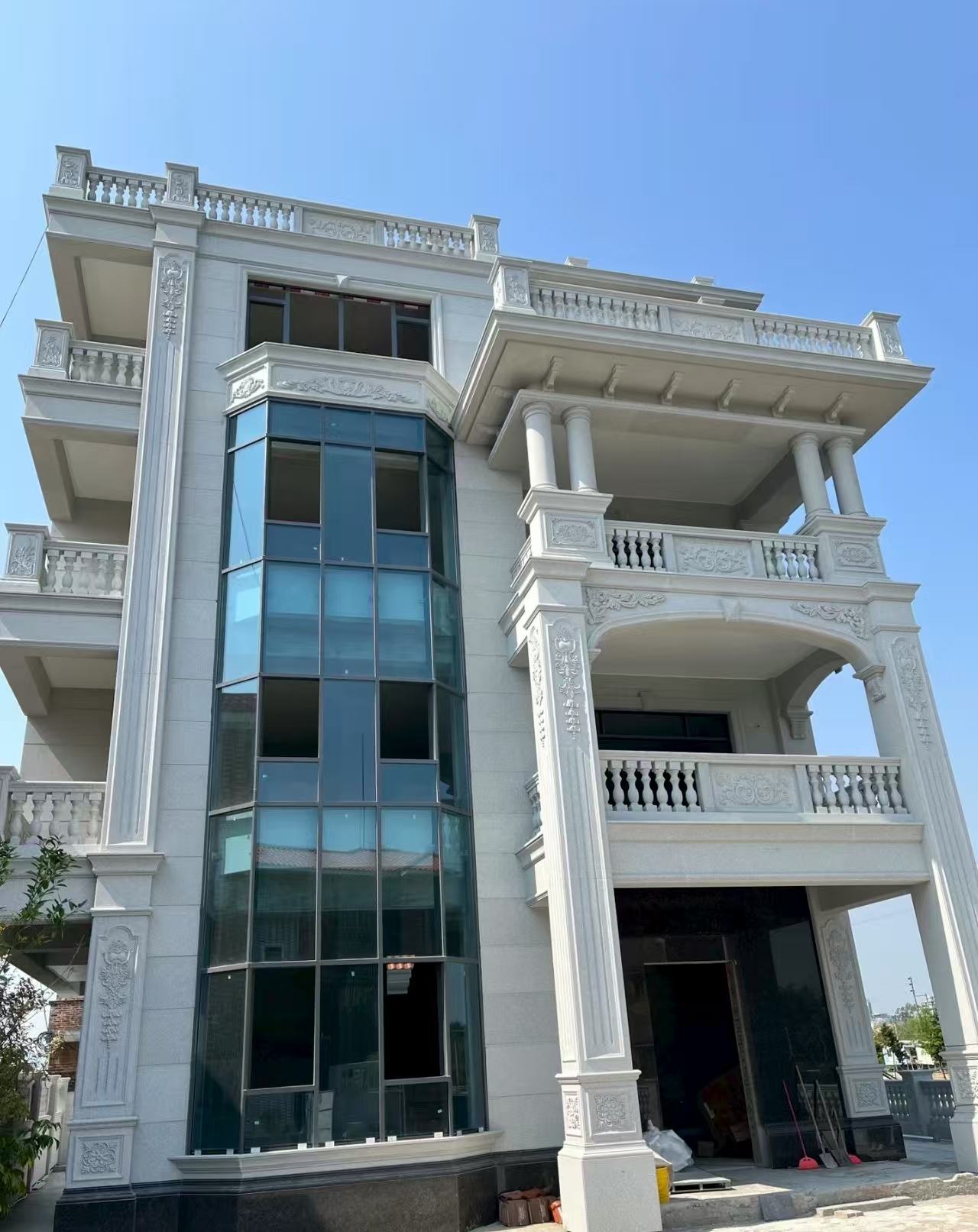 沧州 白麻花岗岩别墅外墙干挂效果展示