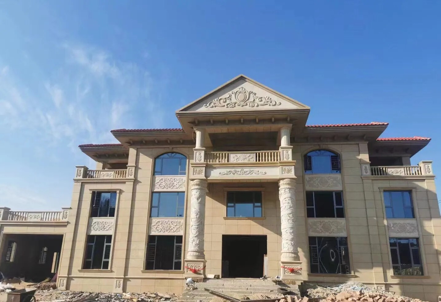 沧州 黄金麻花岗岩别墅外墙干挂