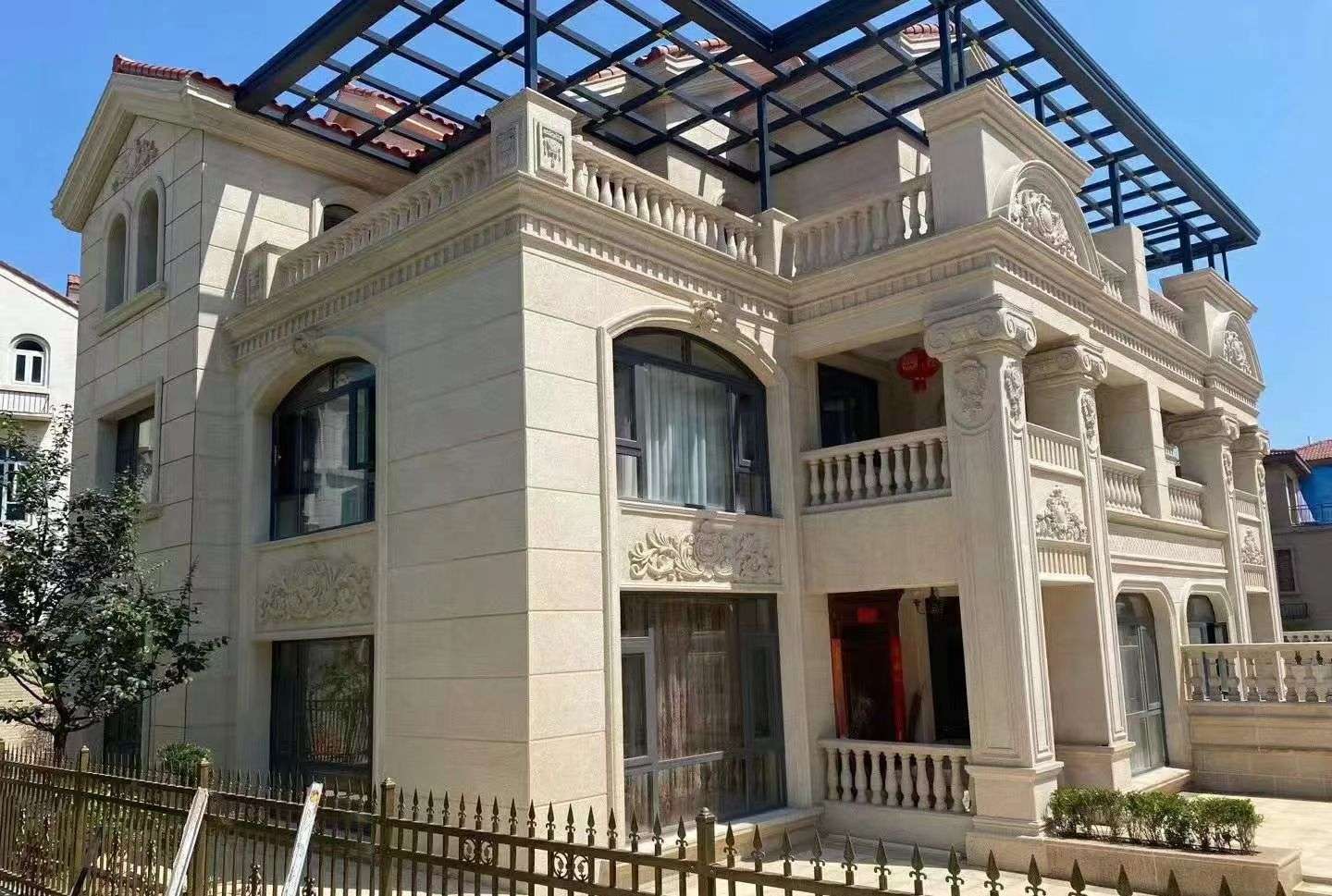 沧州 黄金麻花岗岩荔枝面别墅外墙干挂